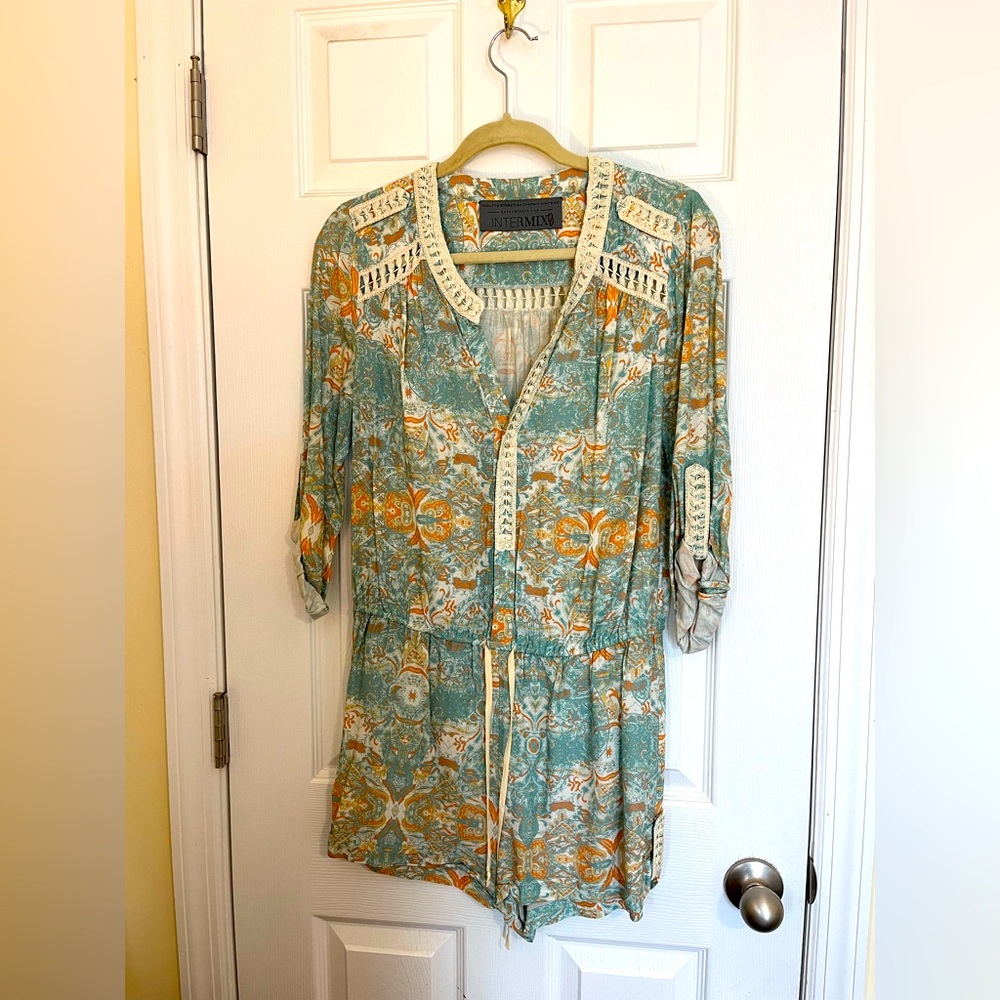Twelfth Street by Cynthia Vincent Paisley Print romper with lace detailing